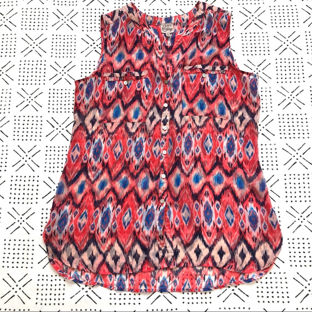 DOUBLE BREASTED POCKET BUTTON UP TANK